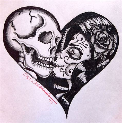 lovers skull tattoo